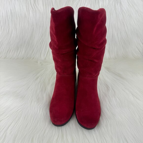 Women's St Johns Bay Jamie Suede Slouchy Mid Calf Bootie Shoes Size 7.5 Burgundy - Picture 5 of 13